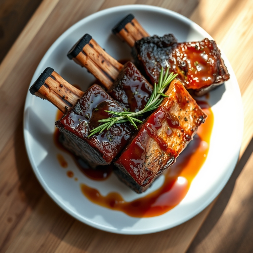 Short ribs on a plate with mashed potatoes and roasted vegetables
