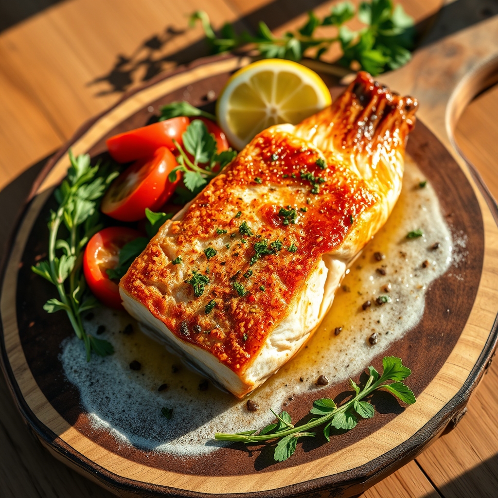 Whole baked red snapper with lemon and herbs
