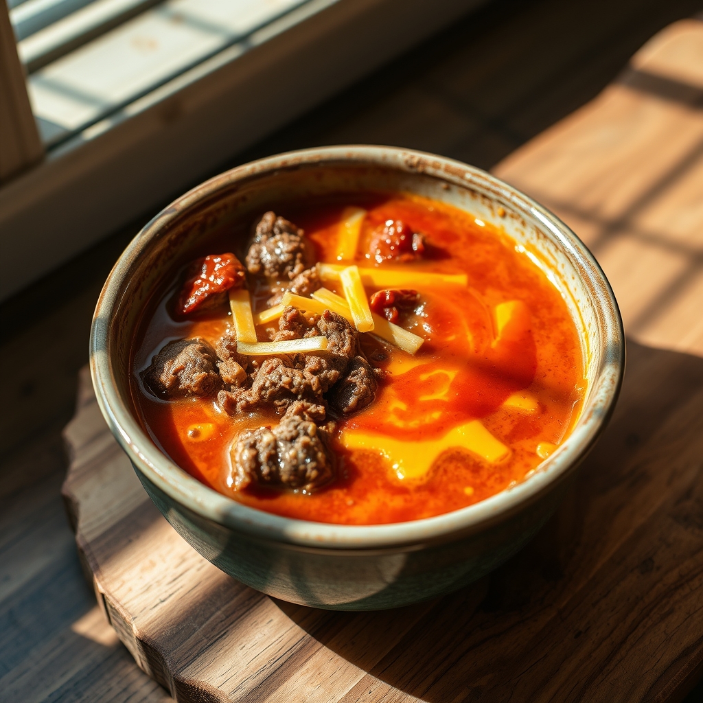 Delicious Bowl of Cheeseburger Soup