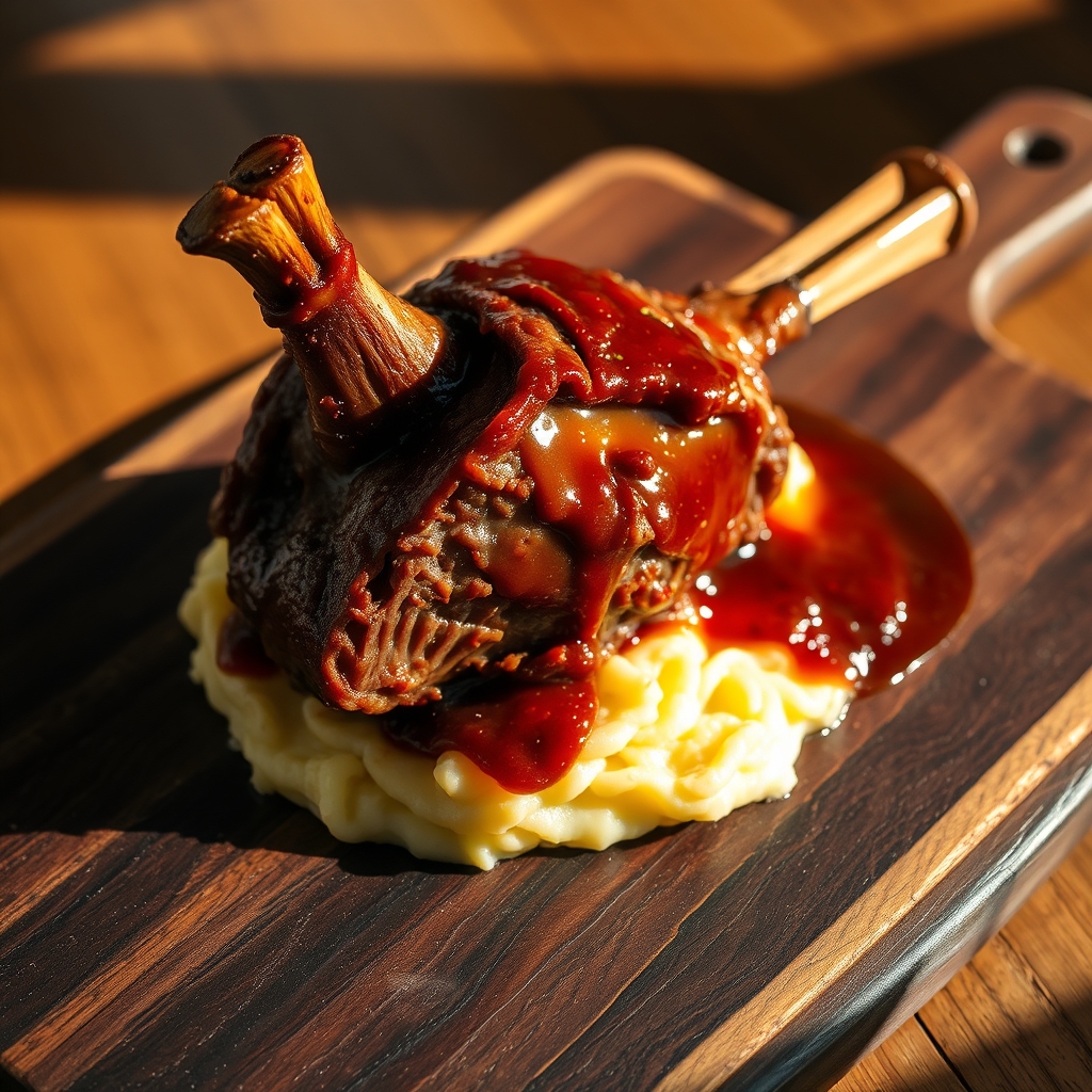 Tender braised lamb shank meat