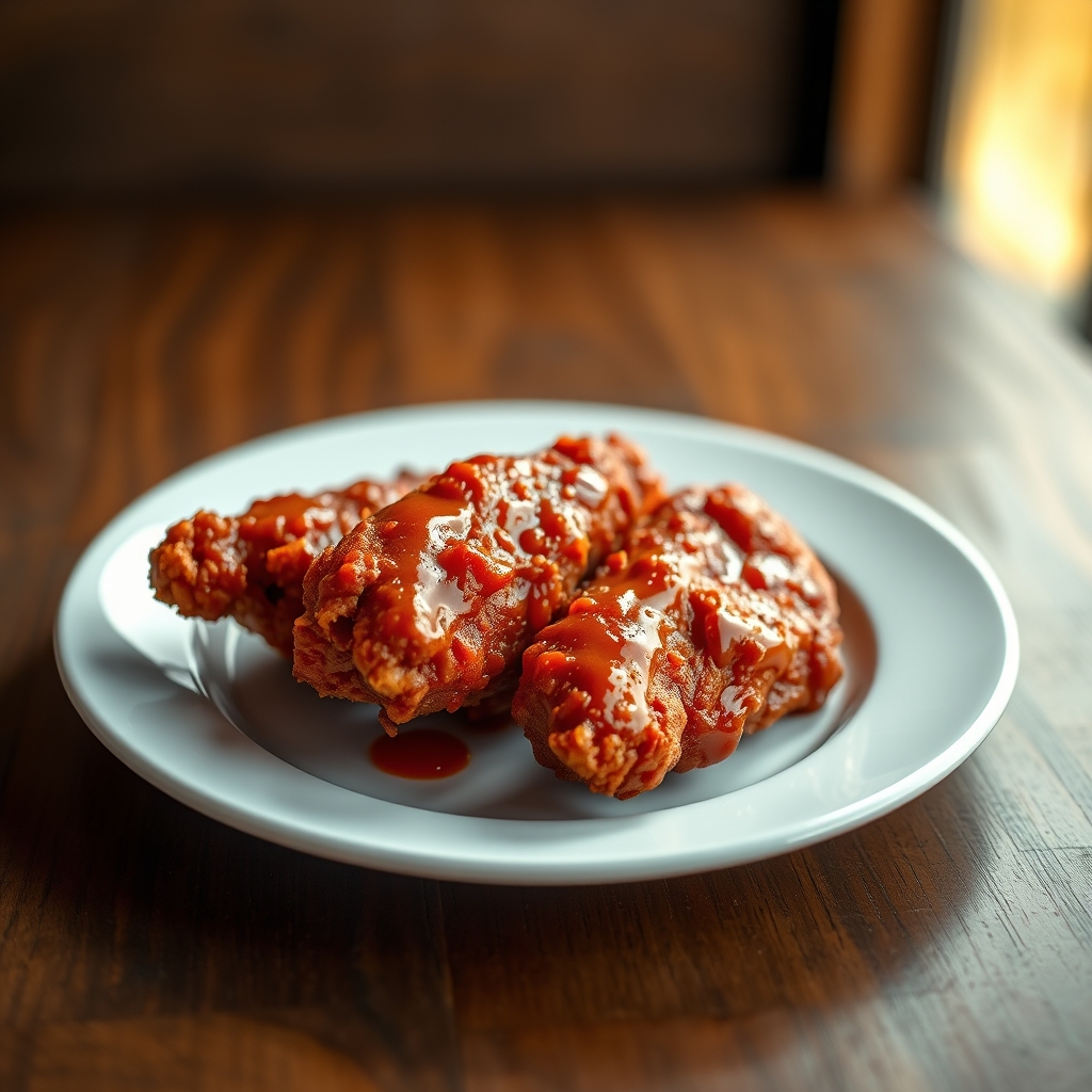 Nashville hot chicken pieces being coated