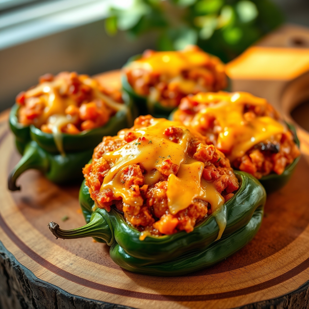 Stuffed Poblano Peppers Ready to Bake