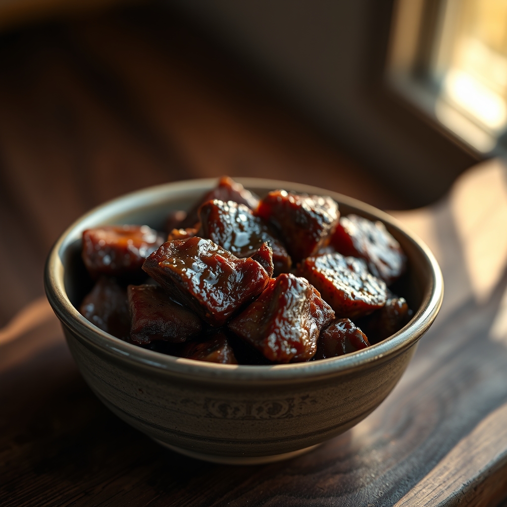Cubes of brisket in a pan ready for braising