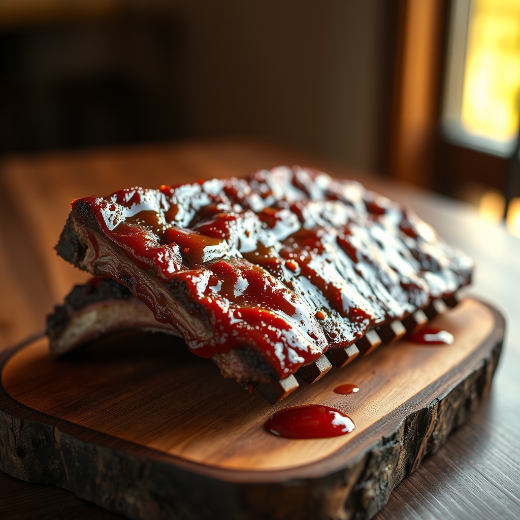 Tender country ribs slow cooking in a flavorful sauce