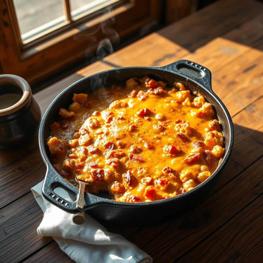 Delicious cowboy casserole in a baking dish