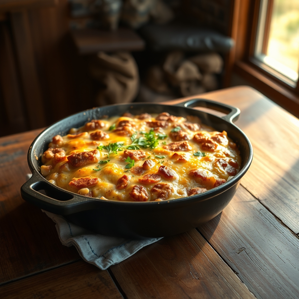 Cowboy casserole baking in the oven