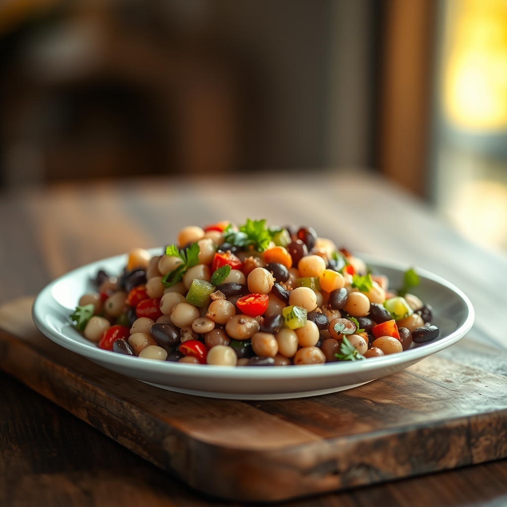 Ingredients for dense bean salad