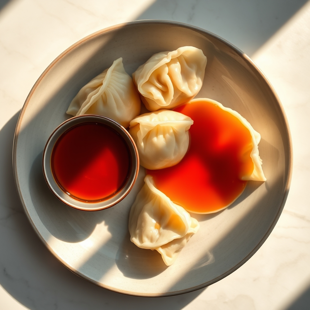 Bowl of savory dumpling dipping sauce