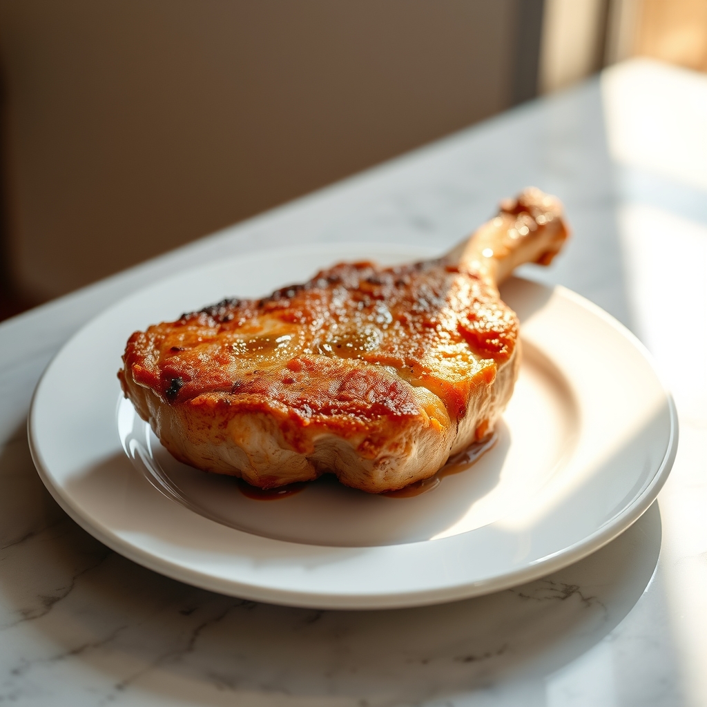 Serving fried pork chops with mashed potatoes