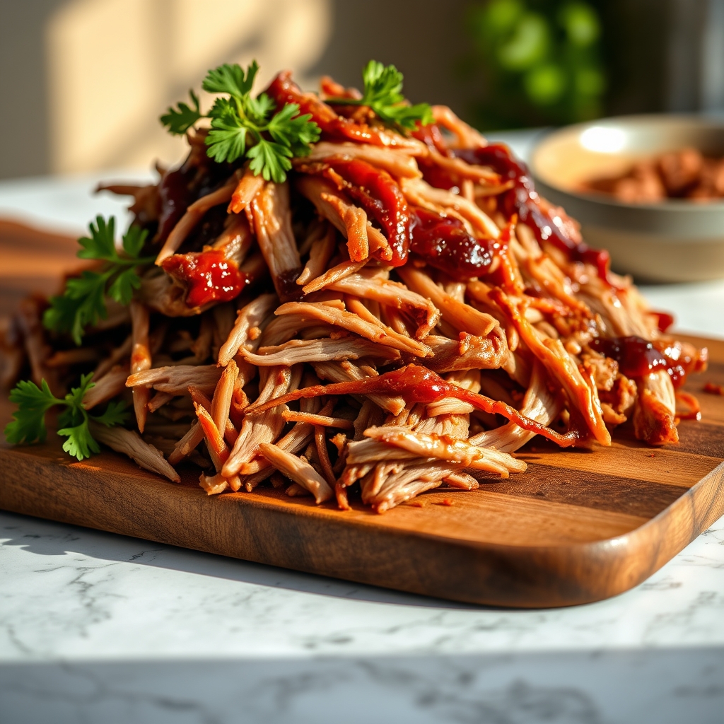 Delicious pulled pork in a crock pot