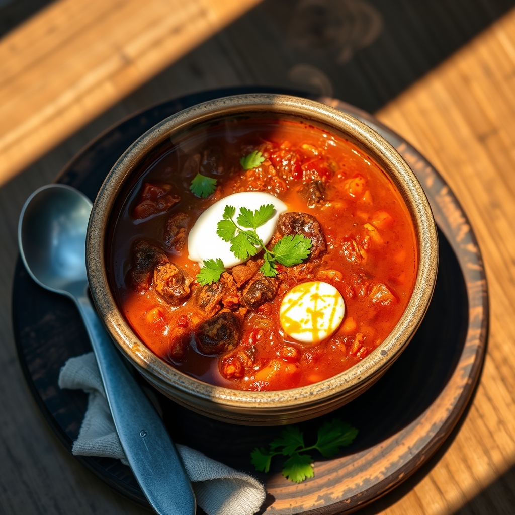 Hearty venison chili in a bowl
