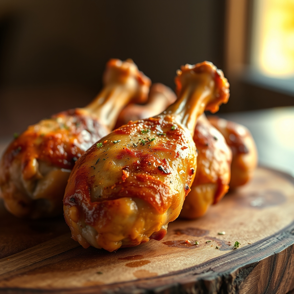 Crispy baked chicken drumsticks on a baking sheet