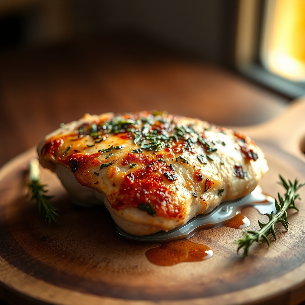 Juicy roasted bone-in chicken breast