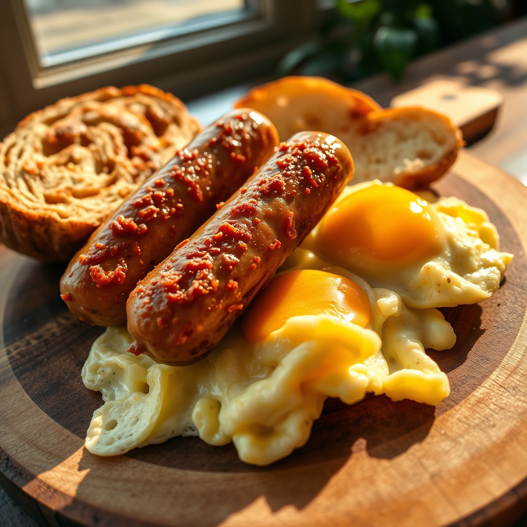 Sausage breakfast casserole in a baking dish