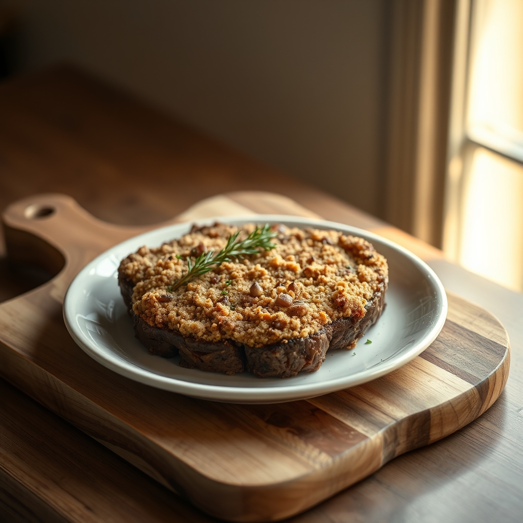 Golden brown Amish Crumb Steak