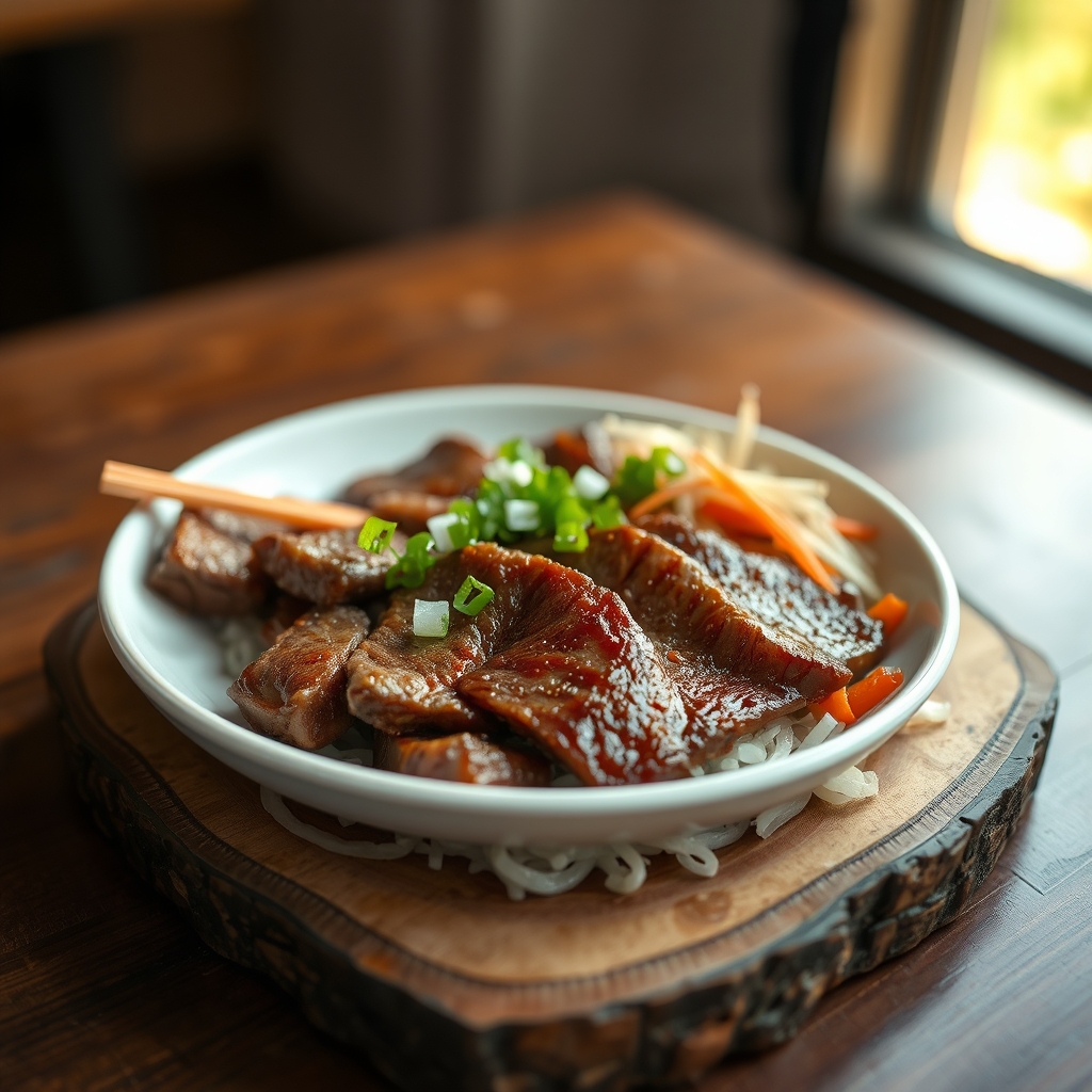Beef Bulgogi cooking in a pan