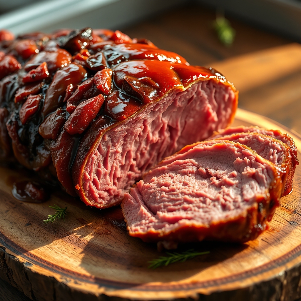 Delicious baked corned beef with glaze