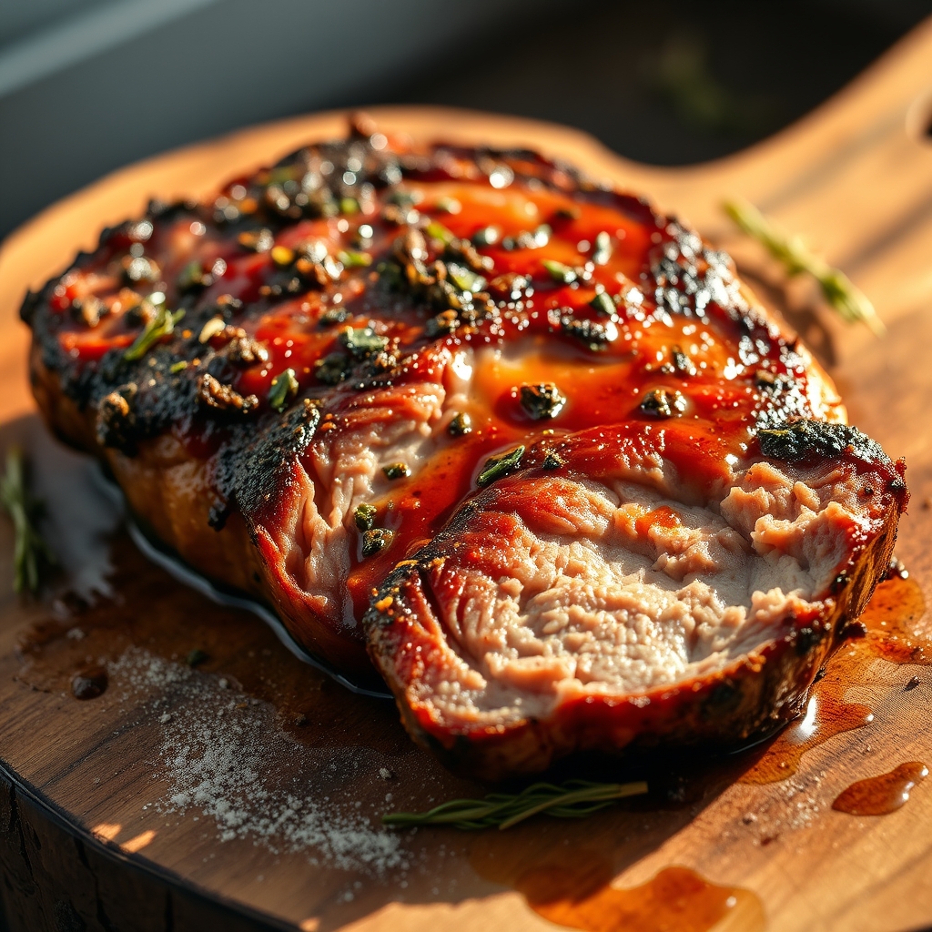 Juicy baked pork steak