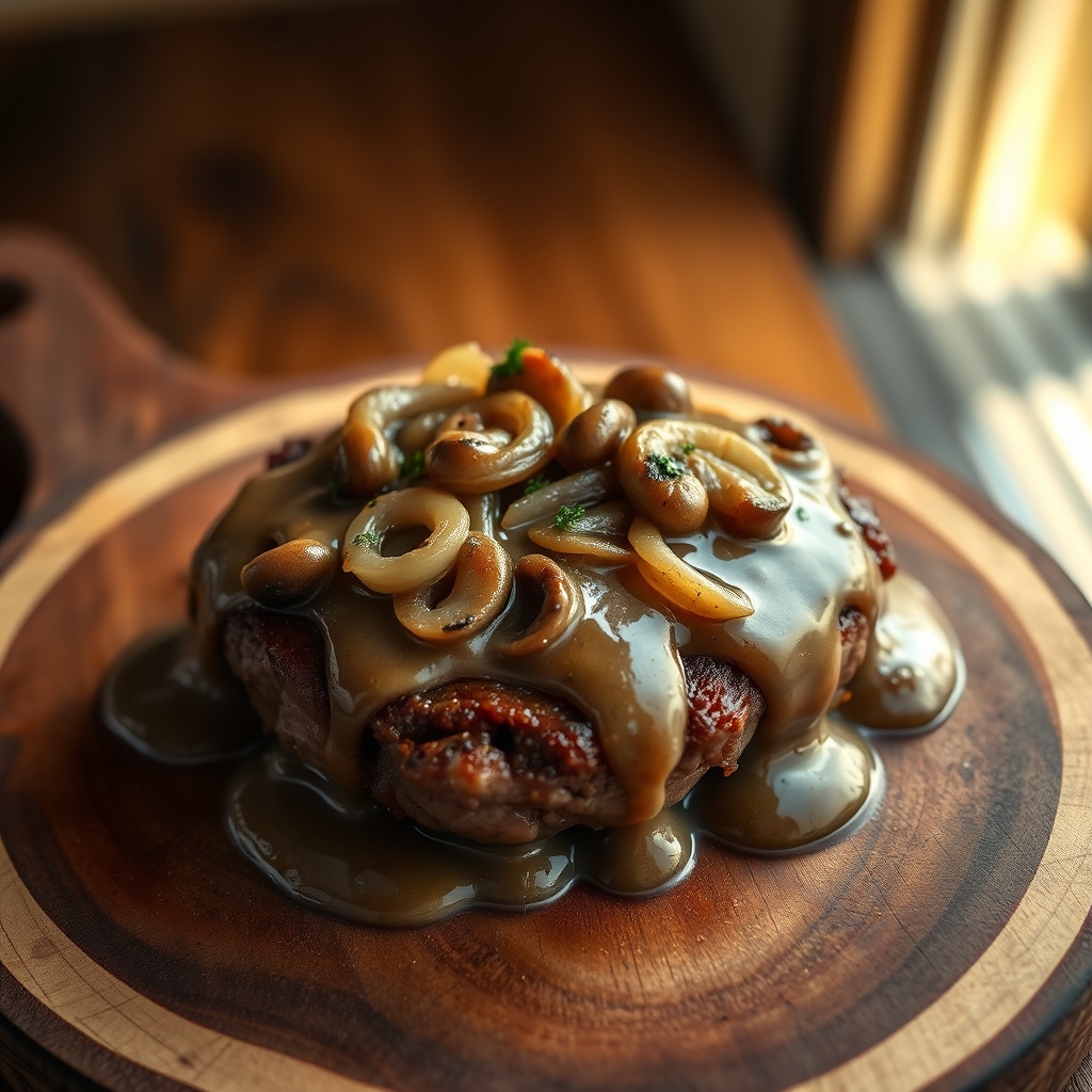 Searing Salisbury Steak Patties in a Skillet