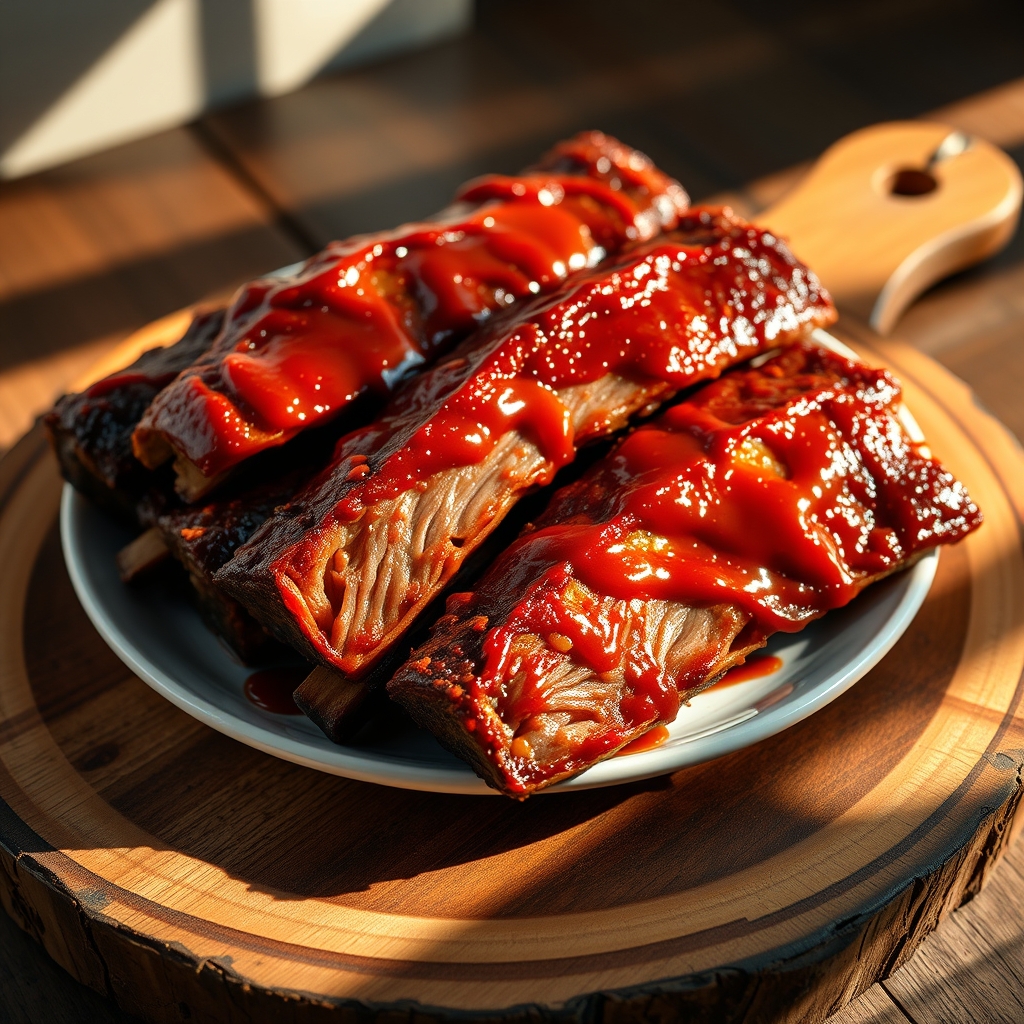 Delicious Barbecue Beef Ribs on a Platter
