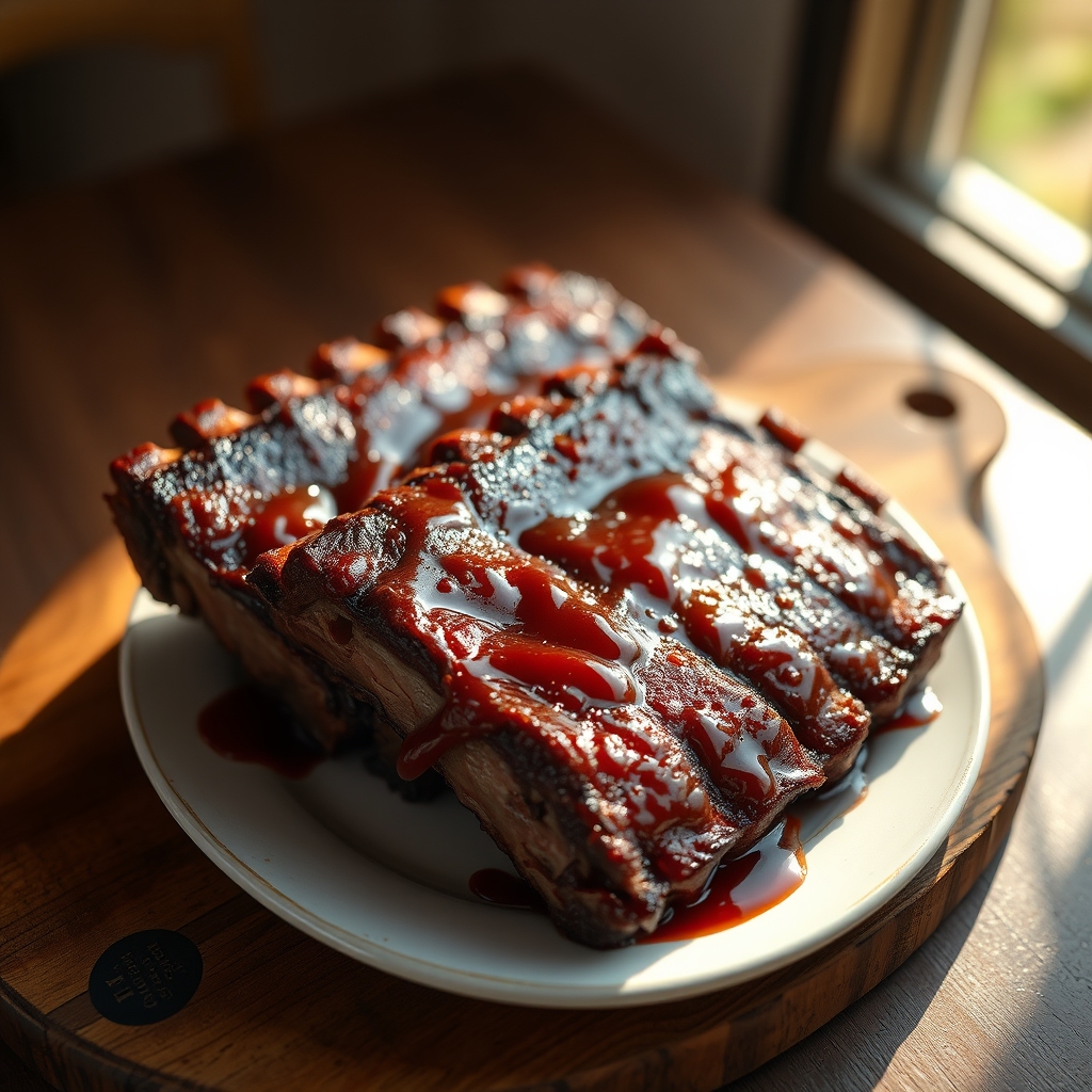 Beef ribs coated in barbecue rub