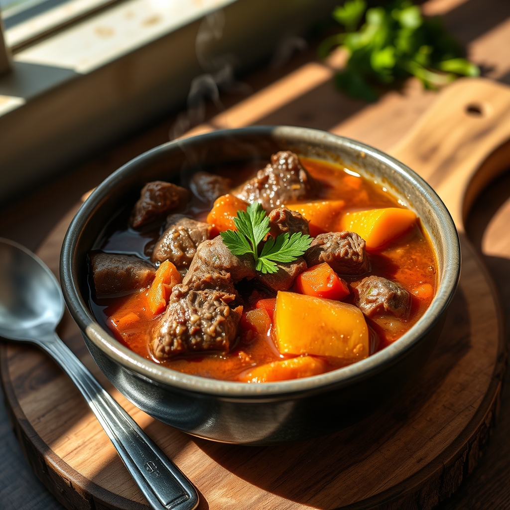 Beef and Guinness Stew in a pot