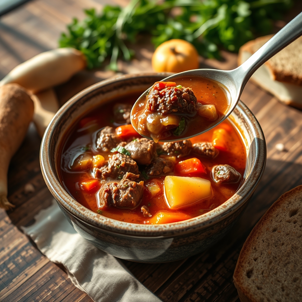 Hearty Beef and Vegetable Soup in a Crock Pot