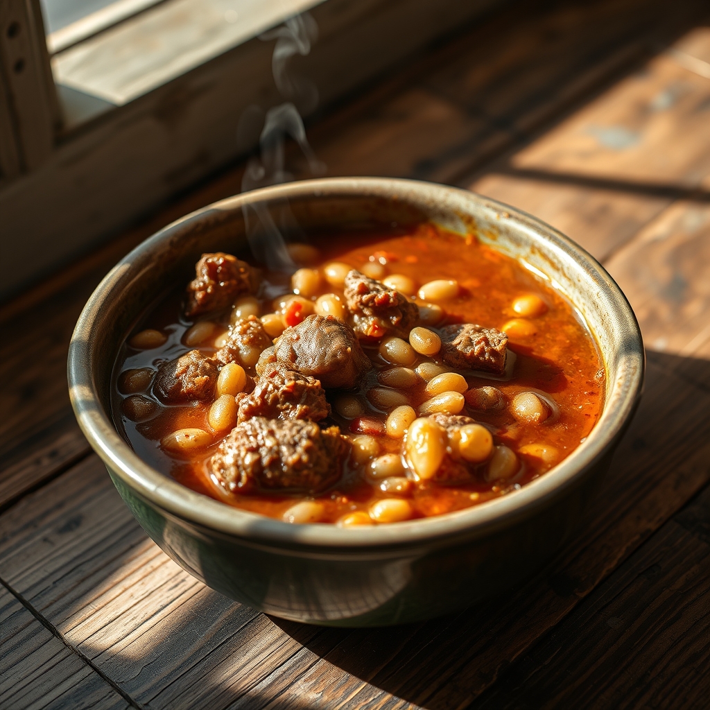 Delicious bowl of beef barley stew
