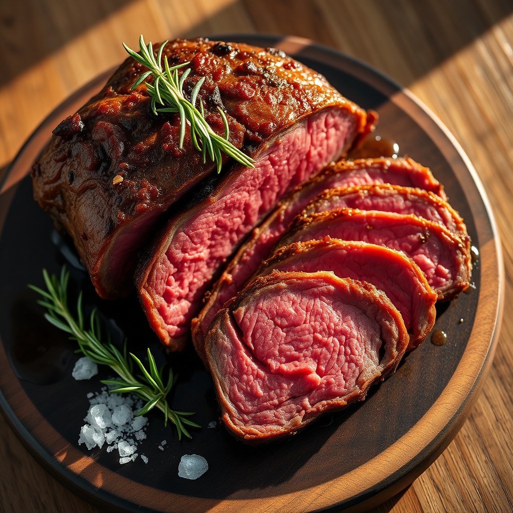 Savory beef bottom round roast