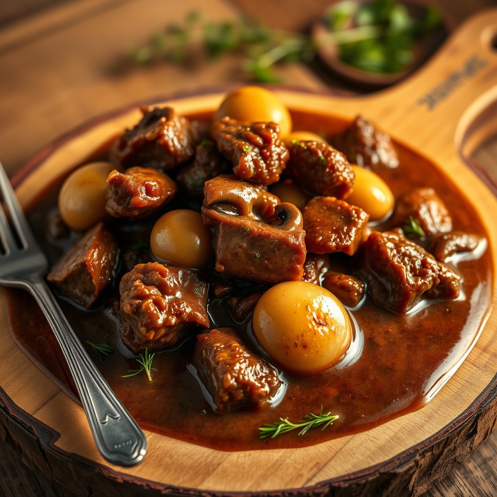 Beef Bourguignon in a slow cooker