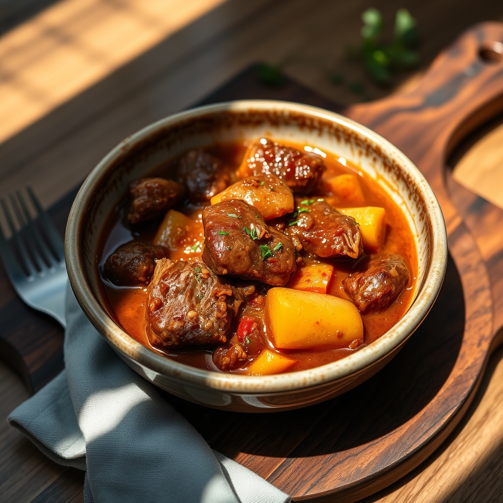 Hearty Beef Bourguignon in a cast iron pot