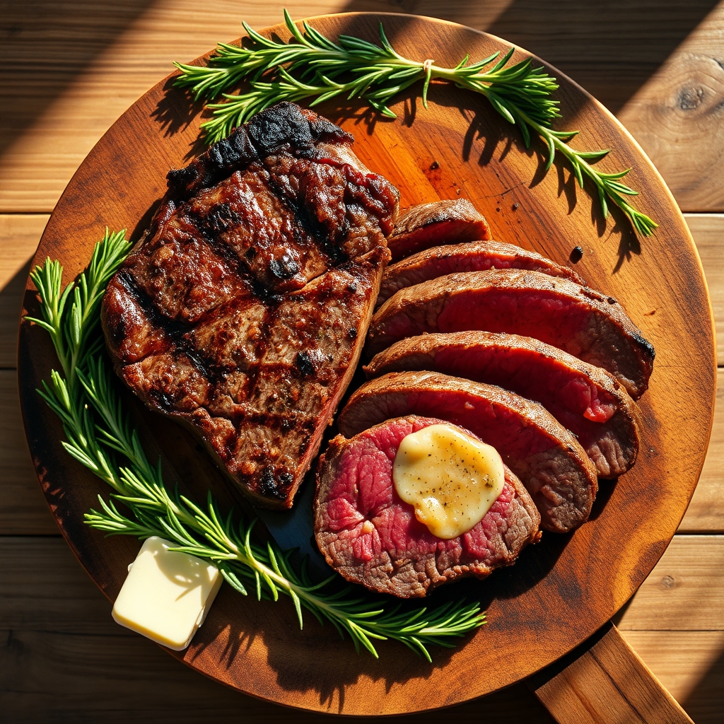 Perfectly seared beef chuck tender steak