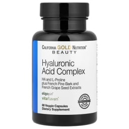 California Gold Nutrition ビューティー ヒアルロン酸コンプレックス L-プロリン配合 フレンチグレープシード&フレンチマリタイムパインバークエキス ベジカプセル60粒