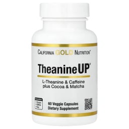 California Gold Nutrition TheanineUP®、L-テアニン & カフェイン プラス ココア・マッチャ、ベジカプセル60粒
