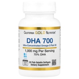 California Gold Nutrition DHA 700 フィッシュオイル ウルトラ濃縮 1,000mg フィッシュゼラチンソフトジェル30粒