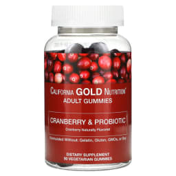 California Gold Nutrition クランベリー&プロバイオティック グミ クランベリーコンセントレート、フラクトオリゴ糖、バシラス・コアグランス配合 ベジタリアングミ90粒