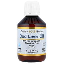 California Gold Nutrition コッドレバーオイル オメガ3脂肪酸配合 EPA・DHA・ビタミンA・D ノルウェー産 トリグリセリド形 ナチュラルレモン味 200ml