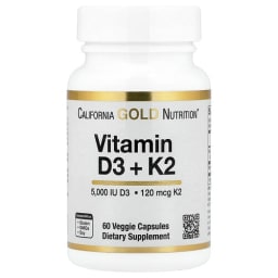 California Gold Nutrition ビタミンD3 + K2(MK-7) ベジカプセル60粒