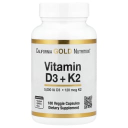 California Gold Nutrition ビタミンD3 + K2 as MK-7 ベジカプセル180粒