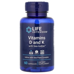 Life Extension ビタミンD・Kウィズ シーアイオダイン™ 60カプセル