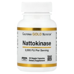 California Gold Nutrition ナットウキナーゼ プロテオリティック酵素 2,000 FU ベジカプセル30粒
