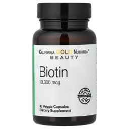 California Gold Nutrition ビオチン 10,000mcg ベジカプセル30粒