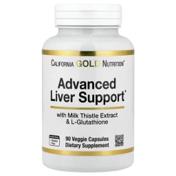 California Gold Nutrition アドバンスド レバーサポート(ミルクシスル エキス、L-グルタチオン、アルファリポ酸、グレープシード エキス配合)ベジカプセル90粒