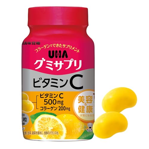 その他のブランド UHA グミサプリ ビタミンC 30日分 60粒 1日2粒 ボトルタイプ レモン味 2粒に500mgのビタミンC配合 パッケージ画像