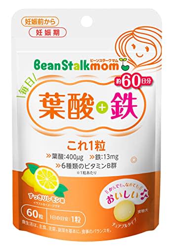 BeanStalk ビーンスタークマム 毎日葉酸+鉄これ1粒 60g(60粒) パッケージ画像