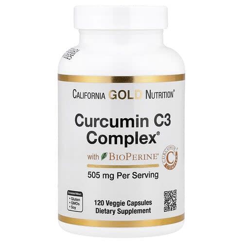 California Gold California Gold Nutrition クルクミン C3 コンプレックス® ウィズ バイオペリン® ブラックペッパーエキス、ターメリック クルクミン コンプレックス、ベジカプセル120粒 パッケージ画像