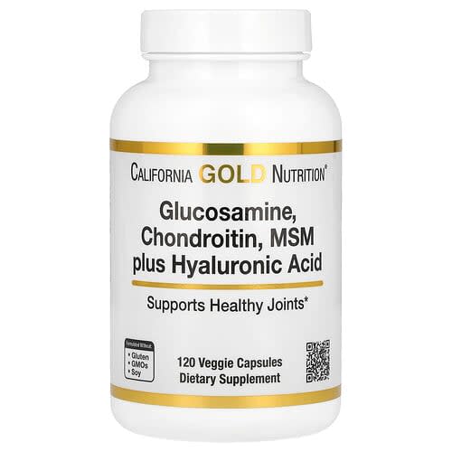 California Gold California Gold Nutrition グルコサミン コンドロイチン MSM プラス ヒアルロン酸 ベジカプセル120粒 パッケージ画像