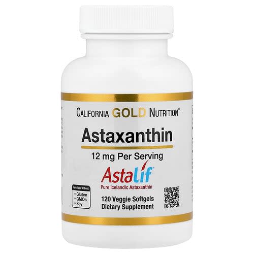 California Gold California Gold Nutrition, アスタキサンチン、アスタリフ® ピュア アイスランディック、12 mg、ベジソフトジェル120粒 パッケージ画像