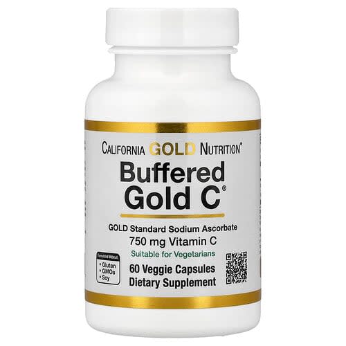 California Gold California Gold Nutrition バッファード ゴールドC® GOLD Standard ソジウムアスコルベート(ビタミンC)ベジカプセル60粒 パッケージ画像