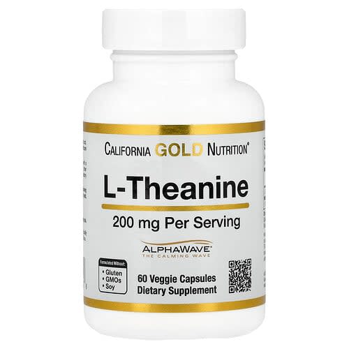 California Gold California Gold Nutrition L-テアニン アルファウェーブ®配合 200mg ベジカプセル60粒 パッケージ画像